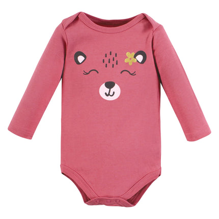 Hudson Baby unisex-baby Cotton Long-sleeve Bodysuits, Girl Woodland Animals, 3-6 Months