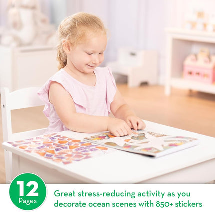Melissa & Doug Mosaic Sticker Pad Ocean Animals (12 Color Scenes to Complete with 850+ Stickers)