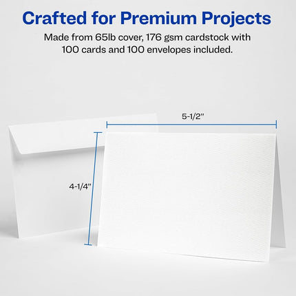 Avery Printable Note Cards, 4.25" x 5.5", Two-Sided Printing, Matte White, 2 Pack, 100 Cards Total (5813)