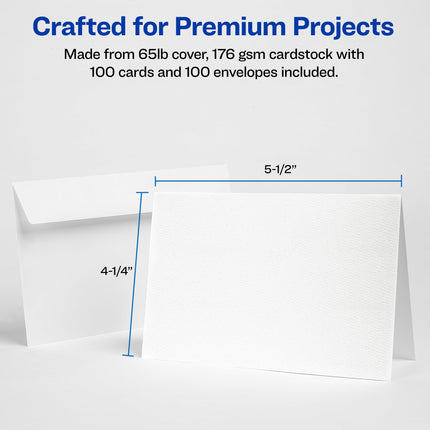 Avery Printable Note Cards, 4.25" x 5.5", Two-Sided Printing, Matte White, 2 Pack, 100 Cards Total (5813)
