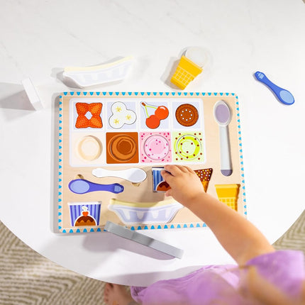 Melissa & Doug Ice Cream Wooden Magnetic Puzzle Play Set, 16 Magnet Pieces, Play Food Toy for Boys and Girls Ages 2+