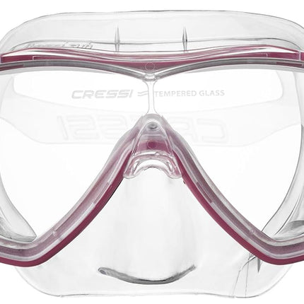 Cressi Single Lens Mask & Snorkel Set - Tempered Glass Diving Mask - Snorkel Set Adults for Pools & Sea - Quick-Adjust Buckles for Scuba Diving Equipment - Transparent/Pink - Single Mask