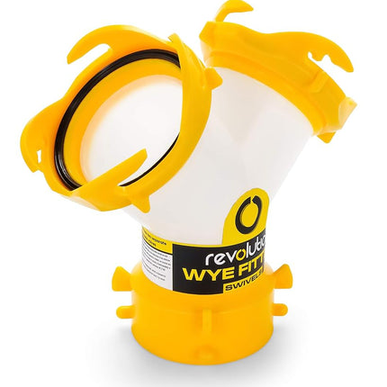 Camco 39629 Revolution Translucent Wye Fitting -Connects Two Sewer Hoses with Lug Fittings The Same Dump Station, Odor Tight Connection