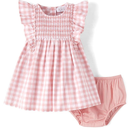 The Children's Place Robe habillée à volants pour bébé fille et nouveau-né, vichy pétale de rose, 3-6 mois