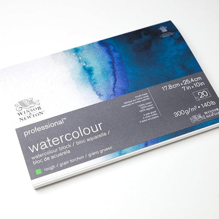 Winsor & Newton Watercolour Paper, 100% Cotton, Bright Natural White, 22,9 x 30,5cm-20 Blatt im Block, 300g/m²