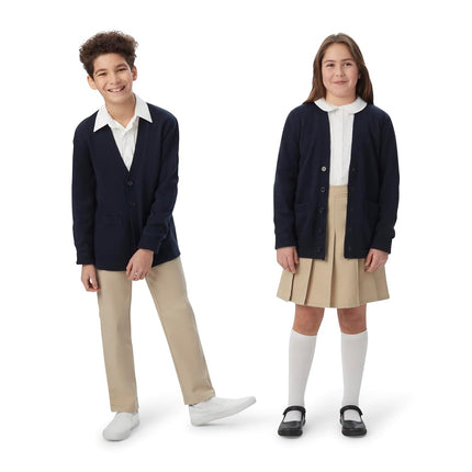 Cárdigan de punto con cuello en V anti-bolitas para niños French Toast, negro, 4-5