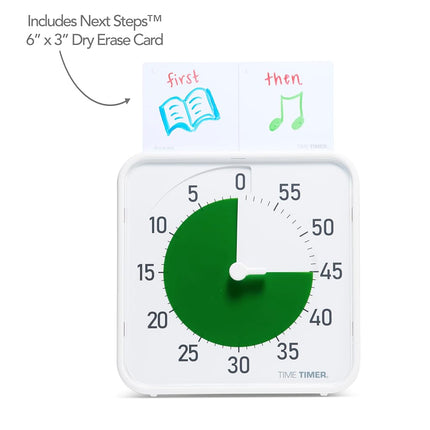 Time Timer Original Medium 19 x 19 cm Visual Countdown Timer - Medium 60-Minute Quiet Classroom Timer for Emotional Regulation, Focus, Quiet Transitions, ADHD, Autism - (White, Green)