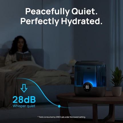 DREO Humidificadores de 6 litros para dormitorio, humidificador ultrasónico de vapor frío supersilencioso con difusor, 60 horas de funcionamiento para el hogar, guardería, plantas, negro