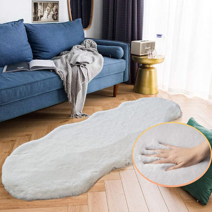 ORINOVA Faux Rabbit Fur Rug Washable Runner Rugs for Bedroom Grey Fluffy for Living Room Non Slip Faux Fur Rug for Hallway 60x180cm
