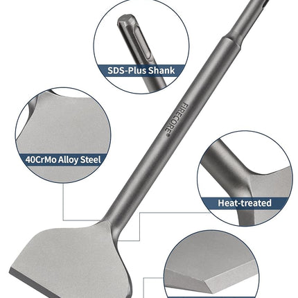 Firecore 2Pcs SDS Plus Chisel 3-inch Wide Cranked Angled Bent Tile Removal Chisel Tool (3''X10'') FS18310, (‎FS18310)