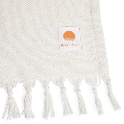 BEACH STATE Couverture de plage Oceanside, 168 x 203 cm, Couverture de pique-nique premium 100 % coton, Serviette de plage surdimensionnée avec franges, Accessoires de plage bohème (Sunset Stripe)