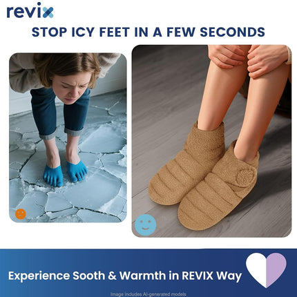 REVIX Microwavable Booties, Foot Warmers, Heated Slippers, Mocha L