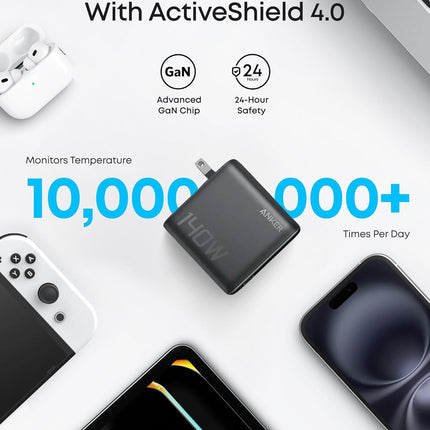 Anker Charger (140W, 4-Port, PD 3.1) with USB-C Cable