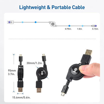 Cable Matters (paquete de 2) Cable retráctil de carga y sincronización USB a micro-USB chapado en oro, 76,2 cm