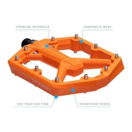 Crankbrothers Stamp 1 Version 2 MTB Pedal, Large Orange