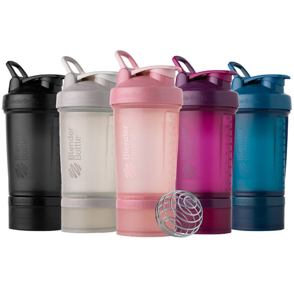 BlenderBottle Shaker Bottle with Pill Organizer and Storage for Protein Powder, Classic V2 ProStak System, 22-Ounce, Black