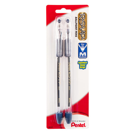 Ballpoint Pen, Medium Point2/PK, BE Ink/Clear Barr