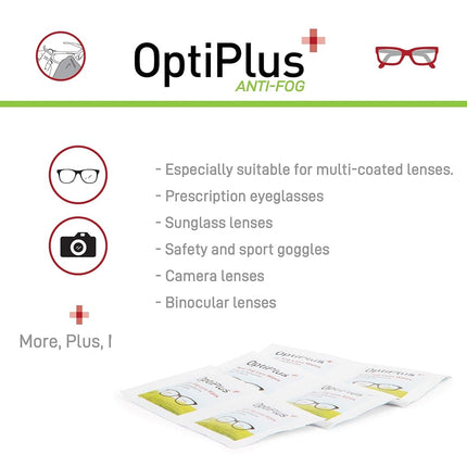 OptiPlus 100-Count Pre-Moistened Anti-Fog Lens Wipes, 6" x 5"