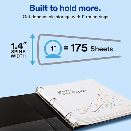Avery Economy View 3 Ring Binder, 1" Round Rings, 1 White Binder (05760)