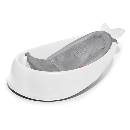 Skip Hop Moby Smart Sling Bathtub 3 Steps PVC Free Phthalate Free Non-Slip Newborn Bath Tub with Drain Plug (from Birth to 25 lbs, White)