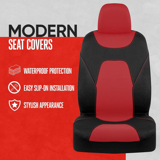 BDK Auto MTSC-274-BK/RD: Motor Trend Sideless Waterproof Seat Cover 4Pcs / Bk-Rd