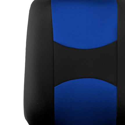 FH GROUP FH-FB050115 + F14407 Full Set Flat Cloth Car Seat Covers with Premium Carpet Floor Mats, Blue / Black- Fit Most Car, Truck, Suv, or Van