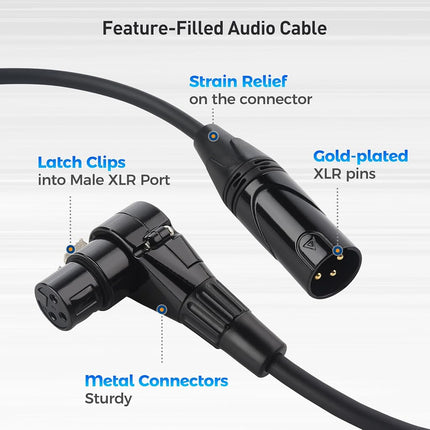 Cable Matters 2-Pack Right Angle XLR Microphone Cable, 10ft