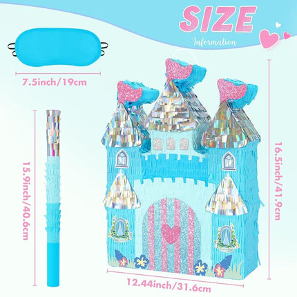 WERNNSAI Princess Castle Pinata - Ice Castle Pinata Blue Princess Party Decorations for Girls Birthday Party Game Magical World Birthday Party Decoration Supply Winter Fairy Party Game