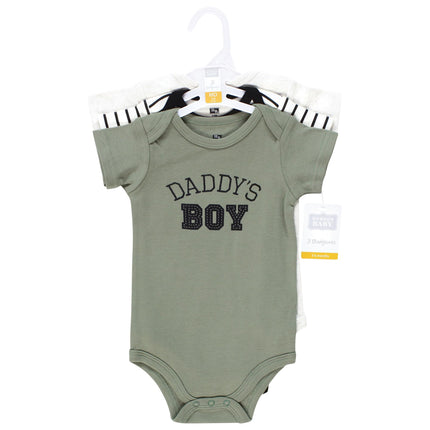 Hudson Baby Unisex Baby Cotton Bodysuits, Sage Daddys Boy, Preemie