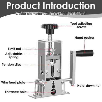 Manual Wire Stripper Machine Gauge Wire 0.04-1 Inch, Scrapping Copper Cable Stripping Machine, Drill Powered/Hand Crank Dual-Drive Wire Stripper Tool for Scrap Copper Recycling & Electrical Work