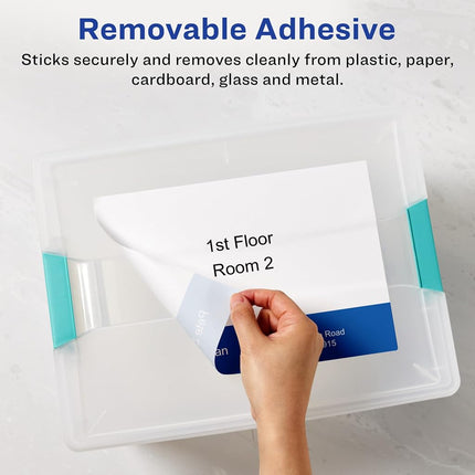 Etiquetas rectangulares removibles Avery de color blanco mate con tecnología Sure Feed, 25.4 cm x 19.05 cm, 50 etiquetas removibles, etiquetas imprimibles con láser/inyección de tinta