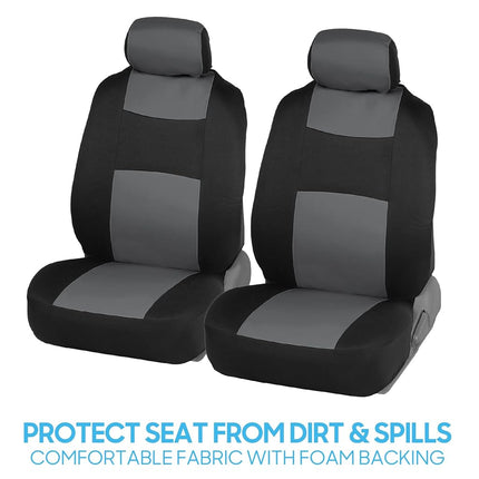 BDK PolyPro Car Seat Covers Full Set in Gray on Black, Front and Rear Split Bench Seat Covers for Cars, Easy to Install Car Seats Cover Set and Accessories for Auto Trucks Van SUV - Gray