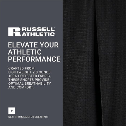 Russell Athletic Men's Mesh Short with Pockets, Black, X-Large