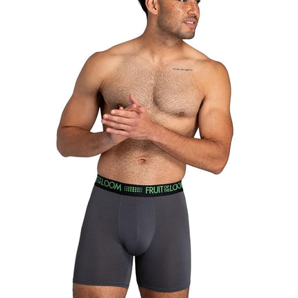 Fruit of the Loom Men's Breathable Underwear Boxer Briefs, Regular Leg - Micro Mesh 3 Pack Assorted, XL UK