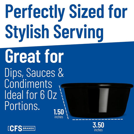 Carlisle FoodService Products Plastic Ramekins, Sauce Bowl For Catering, Kitchen, Restaurant, 6 Ounces, Black