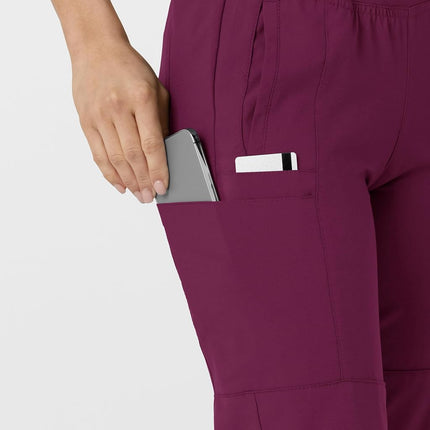 WonderWink W123 Women's 5555 Comfort Waist Jogger Pant, Wine, 1X Petite