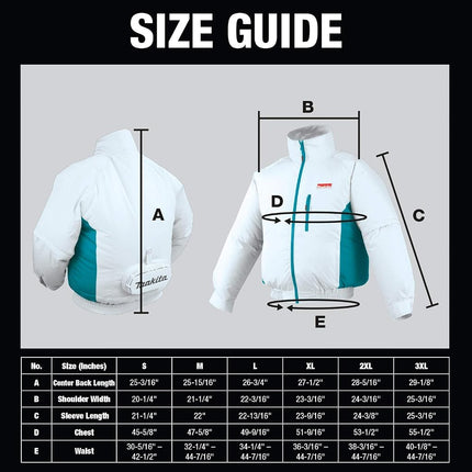 Makita DFJ201ZXL Chaqueta con ventilador inalámbrica LXT de 18 V, extragrande (solo chaqueta)