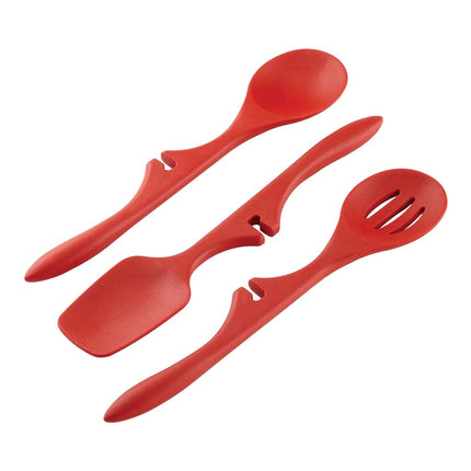Juego de utensilios de silicona Rachael Ray Lazy Tools, rojo, 3 piezas, herramientas y utensilios