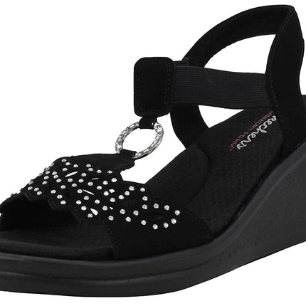 Skechers Women's Rumblers-Queen B Wedge Sandal, Bl