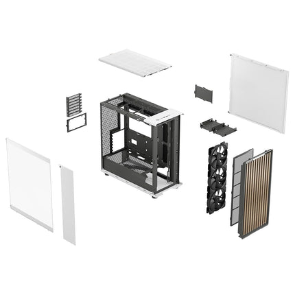 Fractal Design North XL Chalk White TG- three 140mm Aspect PWM fans included- Type C USB- EATX airflow full tower PC gaming case