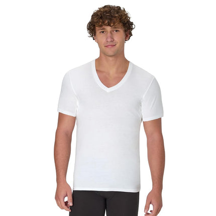 Hanes Men's Undershirt, Underarm Sweat Blocking Tee, White V-Neck T-Shirt, 3-Pack, White, XL