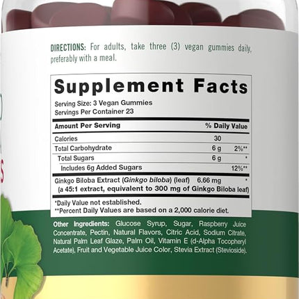 Carlyle Ginkgo Biloba | 70 Gummies | 45:1 Leaf Extract