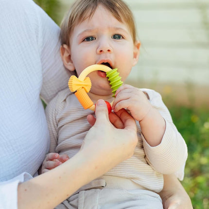 Nuby Pasta Ring Teether - Soft Silicone, Multi Textured Surface, Easy to Grip, Makes Teething Easier for Babies from 3 Months