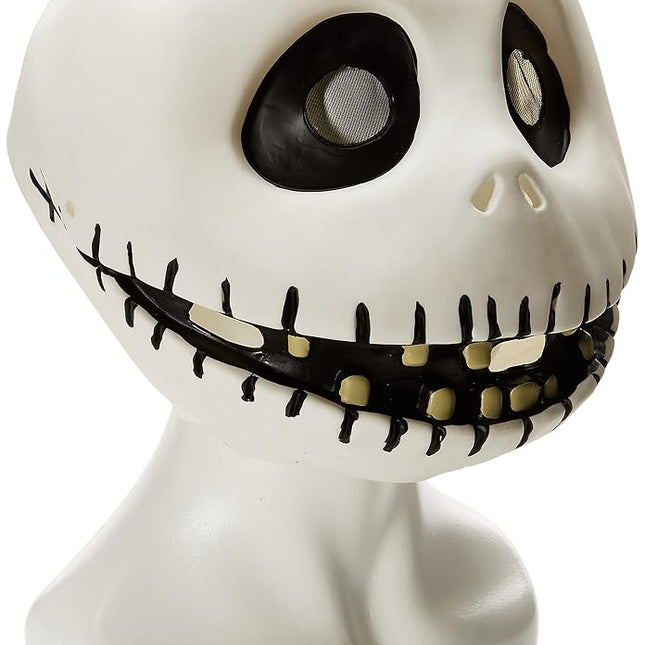 Disguise Men's The Nightmare Before Christmas Jack Skellington Latex Mask, White/Black, One Size Adult