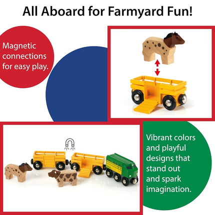 BRIO World Farm Engine Train Toy for Kids Age 3 Years Up - Wooden Railway Add On Accessories