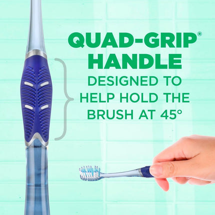 GUM Technique Deep Clean Toothbrush with Quad-Grip Handle, Compact Head & Soft Bristles, 3 Count, Multicoloured