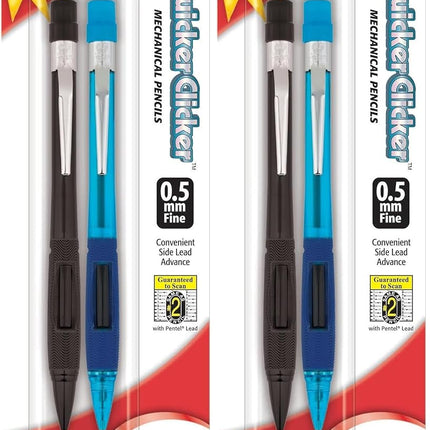 Pentel® Quicker Clicker™ Automatic Pencils, 0.5 mm, Smoke Barrel, Pack of 2 Pencils- Pack of 2