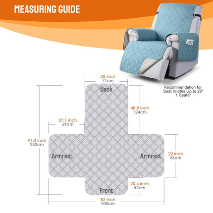 VANSOFY Fundas de sillón reclinable 100 % impermeables, fundas de sillón reclinable antideslizantes para perros, protector de muebles lavable con bolsillo, correas elásticas para mascotas, perros (azul marino, 71 cm)