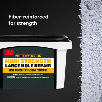 3M High Strength Large Hole Repair Kit, Includes Fiber Reinforced Spackling Compound (12 oz.), Repair Plate, Putty Knife and Sanding Sponge, for Easy Wall Repair, No Shrinking or Cracking (LHR-KIT)