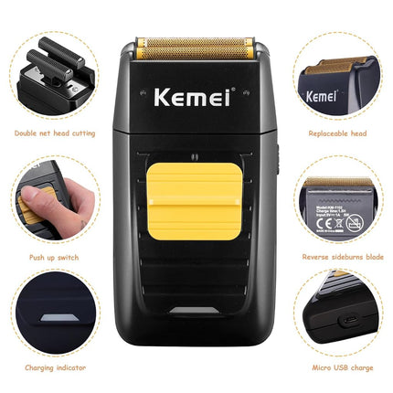 KEMEI Foil Shaver Double Electric Shaver for Men, Professional Electric Razors Head Shaver for Bald Men, Barber Supplies Cordless Rechargeable